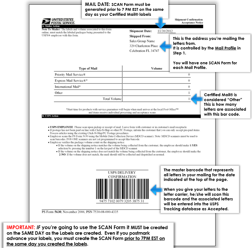 certified mail receipt form